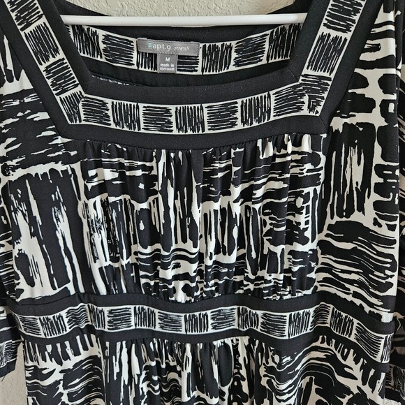 Apt. 9 stretch Womans Dress Size M  Geometric Print Square Neck Empire Waist Y2k - Picture 3 of 7